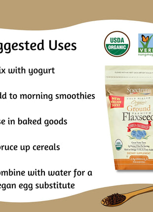 Spectrum Essentials Organic Ground Flaxseed, Gluten Free, 24 Oz