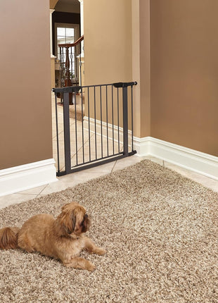 MidWest Homes for Pets 29in Steel Dog Gate, Pressure Mount, to 38in | Pressure Mounted, Expands 29.5"- 38" Wide, Auto-Close Door, Spring-Loaded Latch, Includes Two 3" Extensions