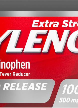 Tylenol Rapid Release Extra Strength Gelcaps, Acetaminophen 500 mg per Gel, Laser Drilled Holes Allow Fast, Strong Pain Relief, Fever Reducer, Gentle on Stomach, 100 Count Size