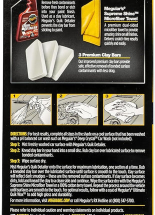 Meguiar's G191700 Smooth Surface Clay Kit, Safe and Easy Car Claying for Smooth as Glass Finish