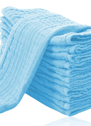Cute Castle 12 Pack Muslin Burp Cloths for Baby - Ultra-Soft 100% Cotton Baby Washcloths - Large 20'' by 10'' Super Absorbent Milk Spit Up Rags - Burpy Cloths for Unisex, Boy, Girl - White