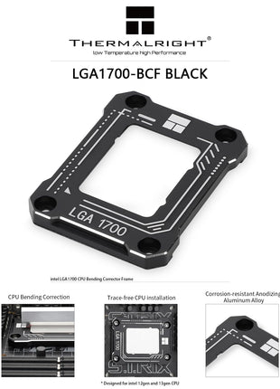 Thermalright Intel 12th/13th Generation LGA1700 Anti-Bending Buckle, Curved Pressure Plate,CPU Stress Bending Correction Fixer, Fully Fitted and Fixed Without Trace Installation (Black)