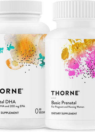 THORNE - Comprehensive Prenatal Bundle: Women's Basic Prenatal Multi & DHA - Baby's Brain, Health Support - 30 Servings