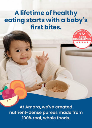 Amara Organic Baby Food - Stage 2 - Oats & Berries - Baby Cereal to Mix With Breastmilk & Water - Shelf Stable Baby Food Pouches Made from Organic Fruit and Veggies - 5 Pouches, 3.5oz Per Serving