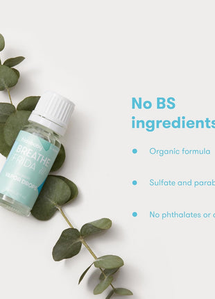 Frida Baby Breathefrida Vapor Bath Drops, Baby Congestion Relief with Eucalyptus Essential Oil for Humidifier, Aromatherapy Oil Help Baby Breathe Easy