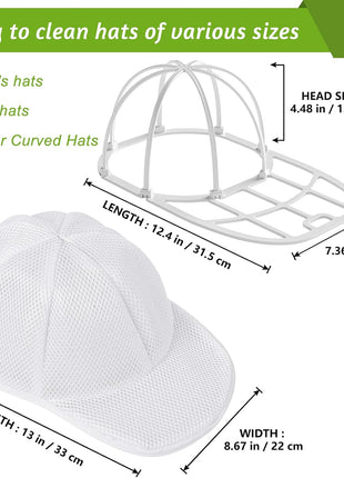 Eiito Hat Washer Cage Hats Cleaner, Hat Washer for baseball caps for Washing Machine or Dishwasher, Ball Cap Washer Frame for Flat & Curved Hats.2-Pack White