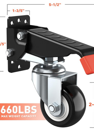 SPACEKEEPER Workbench Casters kit 660 Lbs - Retractable Casters Heavy Duty Bench Caster Wheels Designed for Workbenches Machinery & Tables, 4 Pack