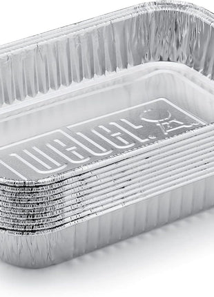 Weber Aluminum Drip Pans 10‑Pack – Disposable Foil Pans for Indirect Cooking, Catching Drippings, Ideal for Roasts, Turkeys & Gravy Drippings - Compatible with Weber Gas Grills