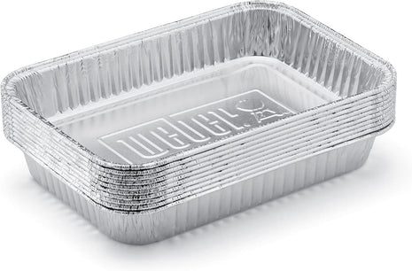 Weber Aluminum Drip Pans 10‑Pack – Disposable Foil Pans for Indirect Cooking, Catching Drippings, Ideal for Roasts, Turkeys & Gravy Drippings - Compatible with Weber Gas Grills