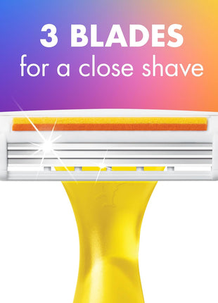 BIC Soleil Smooth Colors Women's Disposable with 3 Blade Razors, Vibrant Handles and Moisture Strip, 14-Pack