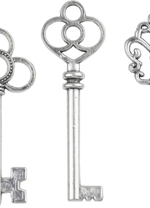 Aokbean Mixed Set of 30 Large Skeleton Keys in Antique Bronze - Set of 30 Keys
