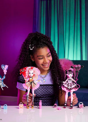 Monster High Scary Sweet Birthday Cupid Asteria Doll | Doll in Pink and Red Party Dress with Party-Themed Accessories like Invite, Balloon, Gift and More