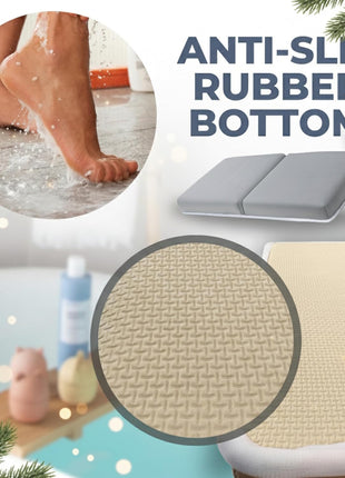 Comfortable Baby Bath Kneeler and Elbow Rest Pad Set - 1.5 Inch, Grey | Memory foam core, bathtub kneeling pad for bathing infants to toddlers, knee mat, toy organizer, machine washable