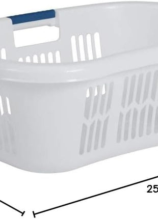 Rubbermaid Large Hip Hugger Laundry Basket/Hamper, 1.5 Bushel, White, Stackable Storage Bin/Organizer for Bathroom/Bedroom/Dorm/Home