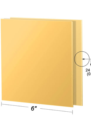 2 Pcs Brass Sheet, 6 inch x 6 inch, 24 Gauge(0.5mm) Thickness, No Scratches, Film Attached Brass Plates