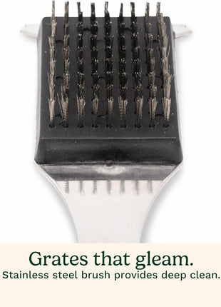 Cuisinart Stainless Steel 16.5 inch Long Handle Grill Cleaner Brush and Scraper for BBQ, Griddle, Grills, Cookout Tool, Grill Brush for Outdoor Grills BBQ Accessories