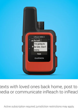 Garmin inReach Mini 2, Lightweight and Compact Satellite Communicator, Hiking Handheld, Orange - 010-02602-00 | Two-Way Iridium Messaging and Interactive Sos, Up to 14 Days and 30 Days Battery, 3.5 Oz, IPX7