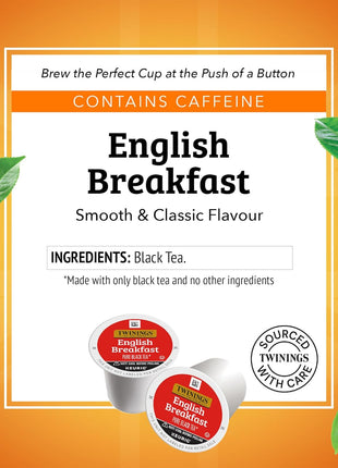Twinings English Breakfast Black Tea K-Cup Pods for Keurig, 24 Count (Pack of 1), Smooth, Flavourful, Robust, Caffeinated, Enjoy Hot or Iced