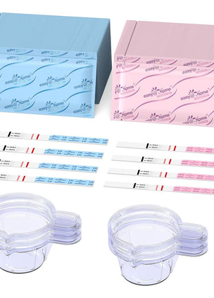 Easy@Home Ovulation & Pregnancy Test Kit, 25 LH + 10 hCG Tests, 35 Cups | Ovulation and Pregnancy Test Strips with 35 Large Urine Cups, Compatible with the Premom APP for Convenient Cycle Tracking