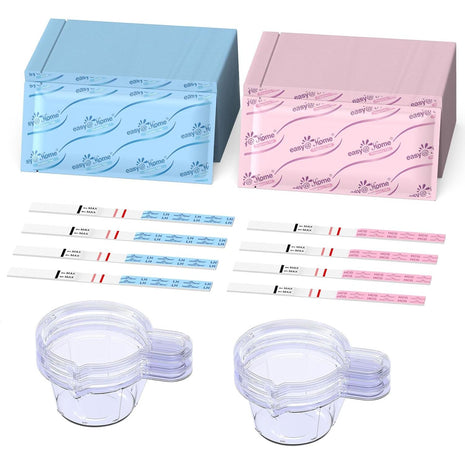 Easy@Home Ovulation & Pregnancy Test Kit, 25 LH + 10 hCG Tests, 35 Cups | Ovulation and Pregnancy Test Strips with 35 Large Urine Cups, Compatible with the Premom APP for Convenient Cycle Tracking