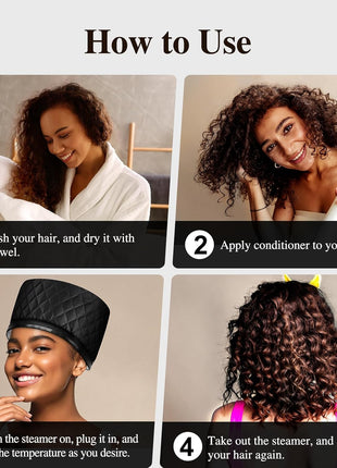 Heat Cap for Deep Conditioning: 10-Level Heats Up Quickly 3 Time Settings Hair Steamer for Natural Hair Home Use Thermal Steam Cap for Black Hair Portable Heating Caps