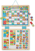 Melissa & Doug Magnetic Responsibility Chart and Kids Calendar - Wooden Chore Chart for Kids with 89 Magnets, Preschool Learning Activities for Ages 3+