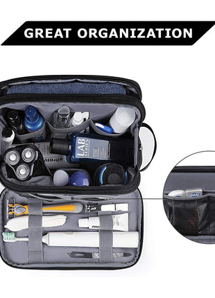 BAGSMART Toiletry Bag for Men, Travel Toiletry Organizer Dopp Kit Water-resistant Shaving Bag for Toiletries Accessories, Door Room Essentials, Black-medium