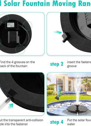 Mademax Solar Bird Bath Fountains, Upgrade 1.4W Solar Fountain Pump with 6 Nozzles, Free Standing Floating Solar Powered Water Fountain Pump for Bird Bath, Garden, Pond, Pool, Outdoor