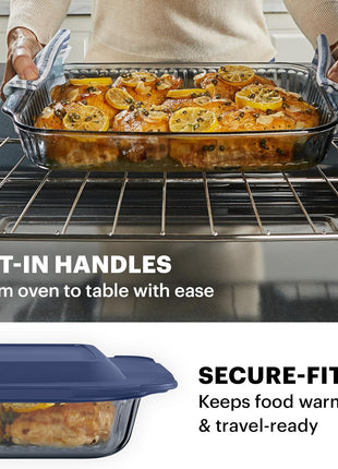 Pyrex Colors Tinted (9x13) Glass Baking Dish with BPA Free Lid, Oblong Bakeware Glass Pan For Casserole & Lasagna, Dishwasher, Freezer, Microwave and Pre Heated Oven Safe, Smoke