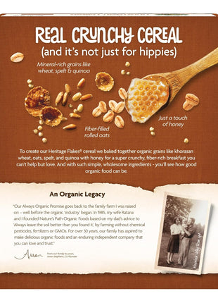Nature's Path Organic Heritage Flakes® Cereal, 33.5 oz (Pack of 1), Ancient Grains, 23g Whole Grains, Non-GMO