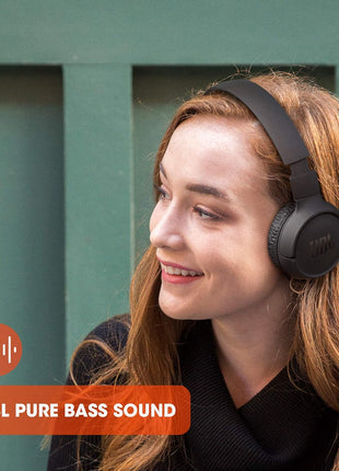 JBL Tune 510BT - Bluetooth headphones with up to 40 hours battery, microphone for call, foldable and comfortable, Android and iOs compatible (Black)