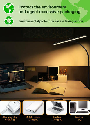 ACNCTOP Desk Lamp for Office Home - Eye-Caring Architect Task Lamp 25 Lighting Modes Adjustable LED Desk Lamp Flexible Gooseneck Clamp Light for Workbench Drafting Reading Study