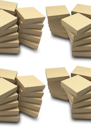 TheDisplayGuys - 100-Pack #33 Cotton Filled Cardboard Paper Jewelry Boxes Gift Case - Kraft Brown (3.5 inch x 3.5 inch x 1.0 inch) - for Shipping or Storage