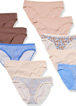 Amazon Essentials Women's Breathable Cotton Bikini Brief Underwear with Full Coverage, Multipacks