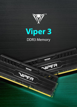 Patriot Viper 3 DDR3 RAM 16GB (2X8GB) 1866MHz CL10 Desktop Memory | Voltage: 1.5v; Supports Intel XMP; Module type: UDIMM.