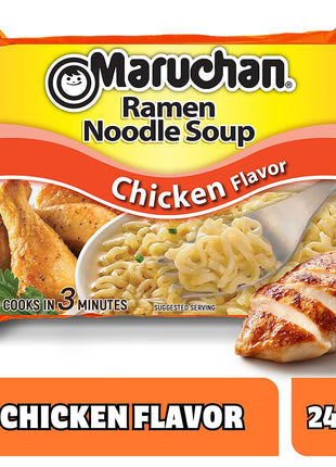 Maruchan Ramen Chicken, Instant Ramen Noodles, Ready to Eat Meals, 3 Oz, 24 Count