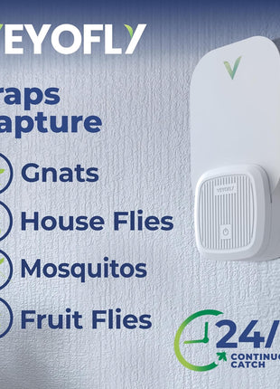 VEYOFLY Fly Trap Indoor, Fruit Fly Traps for Indoors Flying Insect (2 Device + 4 Refills) Gnat Traps for House Indoor, Bug Zapper Indoor, Gnat Killer Catcher & Fruit Fly Killer Light Plug in