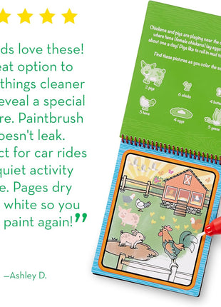 Melissa & Doug Water Wow! Mess Free Coloring Book, Reusable Water-Reveal Activity Pad, On The Farm, Travel Toys, Party Favors, for Toddlers & Kids Ages 3+