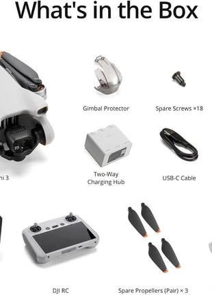 DJI Mini 3 Fly More Combo With DJI RC, 3 Batteries | Lightweight Camera Drone With 4K HDR Video, 114-Min Flight Time, Vertical Shooting, 32800ft (10km) Video Transmission