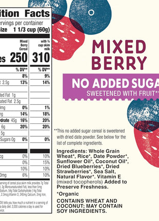Cascadian Farm Organic Mixed Berry Cereal, No Added Sugar, 12.5 oz