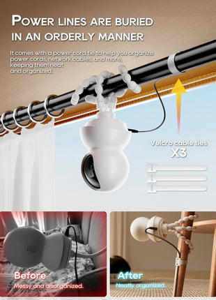 Baby Monitor Mount - Universal Adjustable Baby Camera Mount for Nanit Pro, Hello Baby, Kasa & Most Baby Monitors, Attaches to Crib Cot Shelves or Furniture (White)