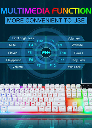 Gaming Keyboard and Mouse Combo, K1 RGB LED Backlit Keyboard with 104 Key for PC/Laptop(White)
