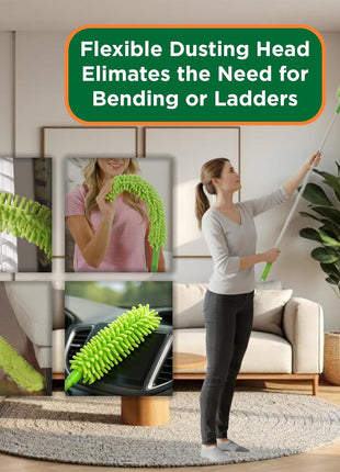 Blade Maid Ceiling Fan Blade Cleaner & Duster | Extendable Pole for High Ceilings, Moldings, Blinds, Walls & Cars, Corner Cleaning Tool, with Reusable Microfiber Pads | Size 3 feet (Pack of 1)