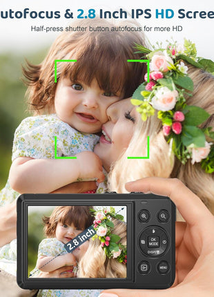 5K Digital Camera - 72MP UHD Digital Cameras for Photography - Autofocus Point and Shoot Small Camera with Flash for Kids - 2.8 Inch Screen Compact Portable Vlogging Camara with 16X Zoom, 32GB SD Card