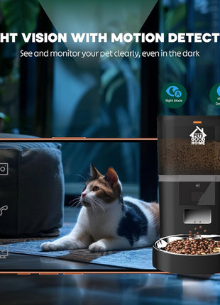 Automatic Cat Feeder with 1080P HD Camera Timed Dry Food Dispenser for Cats and Dogs, App Control, 6L Capacity, Portion Control, Scheduled Meals, Two-Way Audio