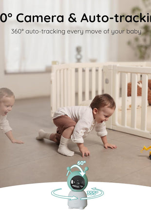 BOIFUN 2026 Upgraded 2K WiFi Baby Monitor with Camera and Audio, Smart Night Light, APP & 5inch Split-Screen Control, Motion/Cries/Sound/Custom Alarm Zone Detect, Auto Tracking, Humidity Temp Detect