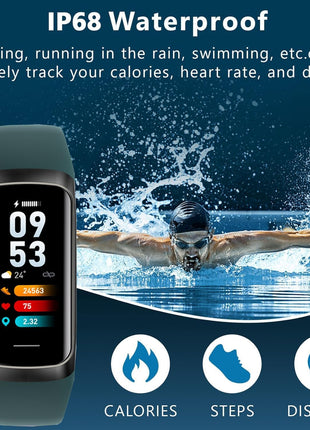 Fitness Tracker with 24/7 Blood Oxygen Heart Rate and Sleep Monitor,IP68 Waterproof,1.10''AMOLED Touch Color Screen,Step Counter Health Activity Trackers for Women Men (Green)
