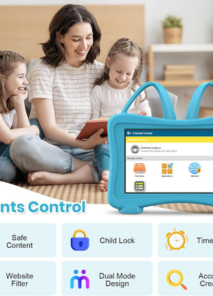 Trayoo Kids Tablet 7 Toddler Children's Learning Tablet with WiFi, YouTube, Parental Control, Durable Case Education Learning Apps for Boys Girls (Blue)