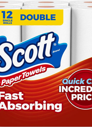 Scott Paper Towels, Choose-A-Sheet, 6 Double Rolls = 12 Regular Rolls (108 Sheets Per Roll)