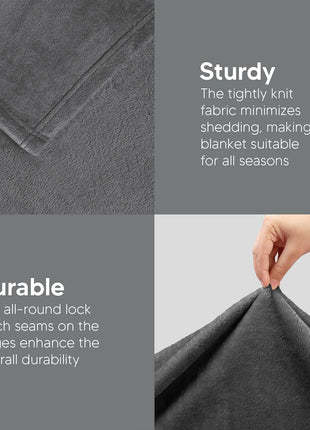 Utopia Bedding Ultra Soft Fleece Bed Blanket Queen Size Grey (90x90 Inches) | Microfiber Plush Warm Lightweight Breathable Cozy Blanket Anti-Static, All Season Use, Gift for Women and Men